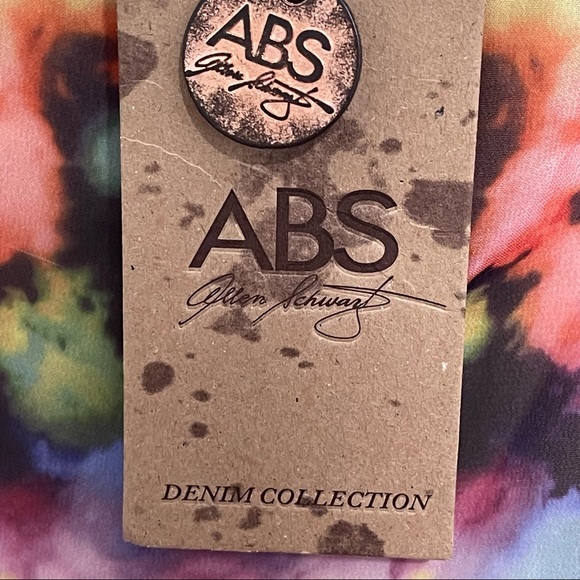 ABS by Allen Schwartz Denim Collection Watercolor Print Sheer Top Size S - Picture 5 of 6